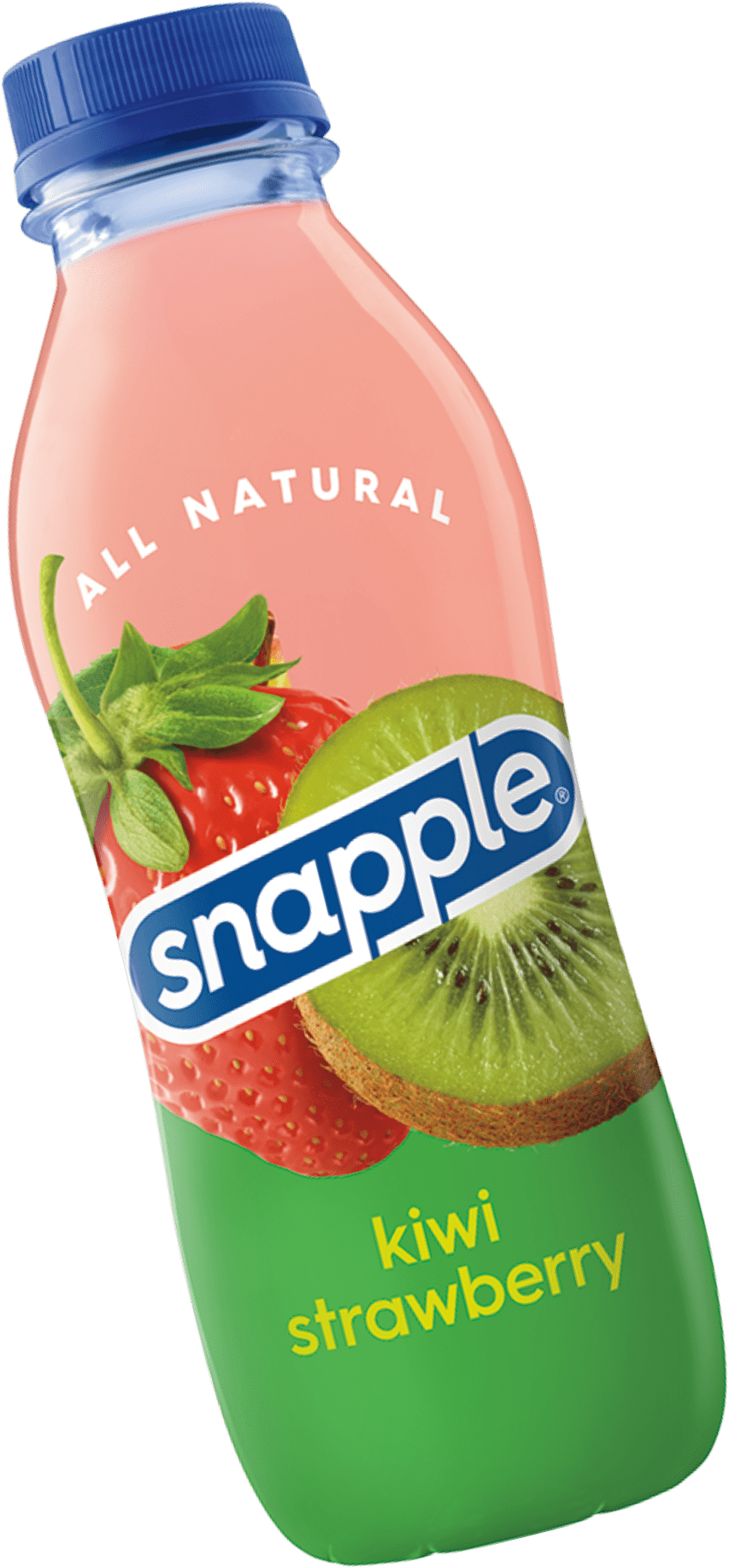 Snapple의 키위 딸기 음료의 새로운 재활용 플라스틱 병 전시